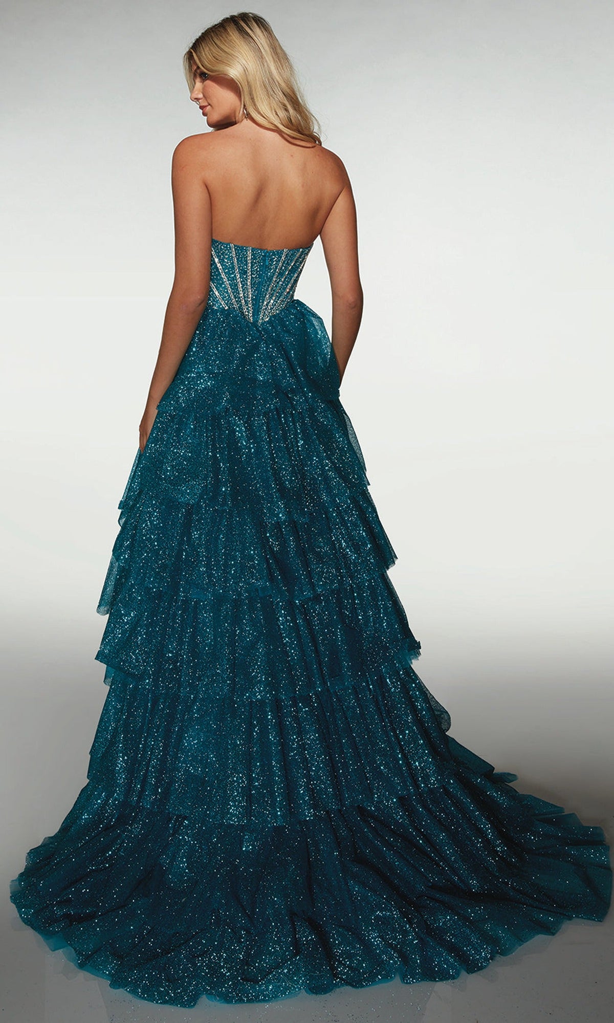 Alyce Paris 62144 - Tiered Glitter Strapless Gown