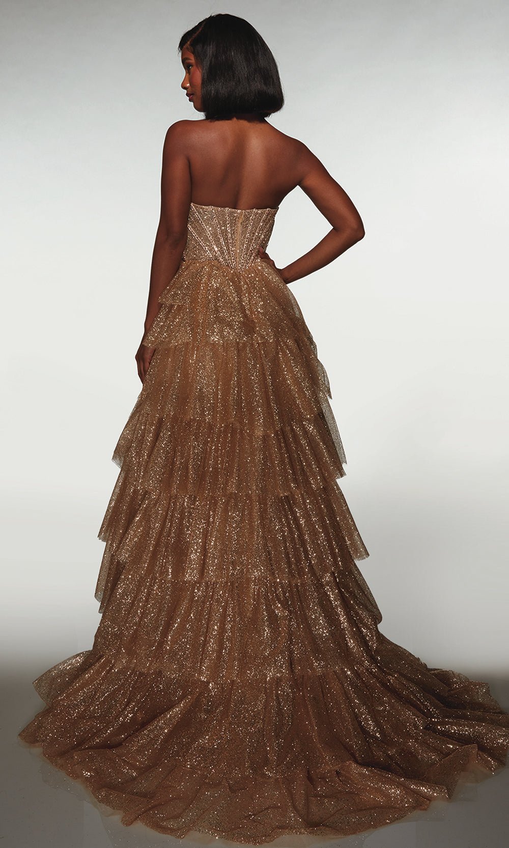 Alyce Paris 62144 - Tiered Glitter Strapless Gown - Silhouette Dresses