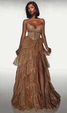 Alyce Paris 62144 - Tiered Glitter Strapless Gown - Silhouette Dresses