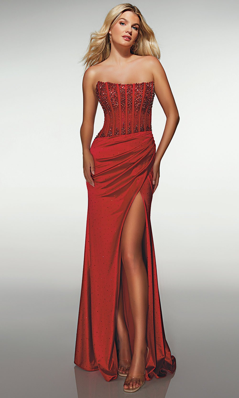 Alyce Paris 62147 - Strapless Embellished Corset Gown - Silhouette Dresses