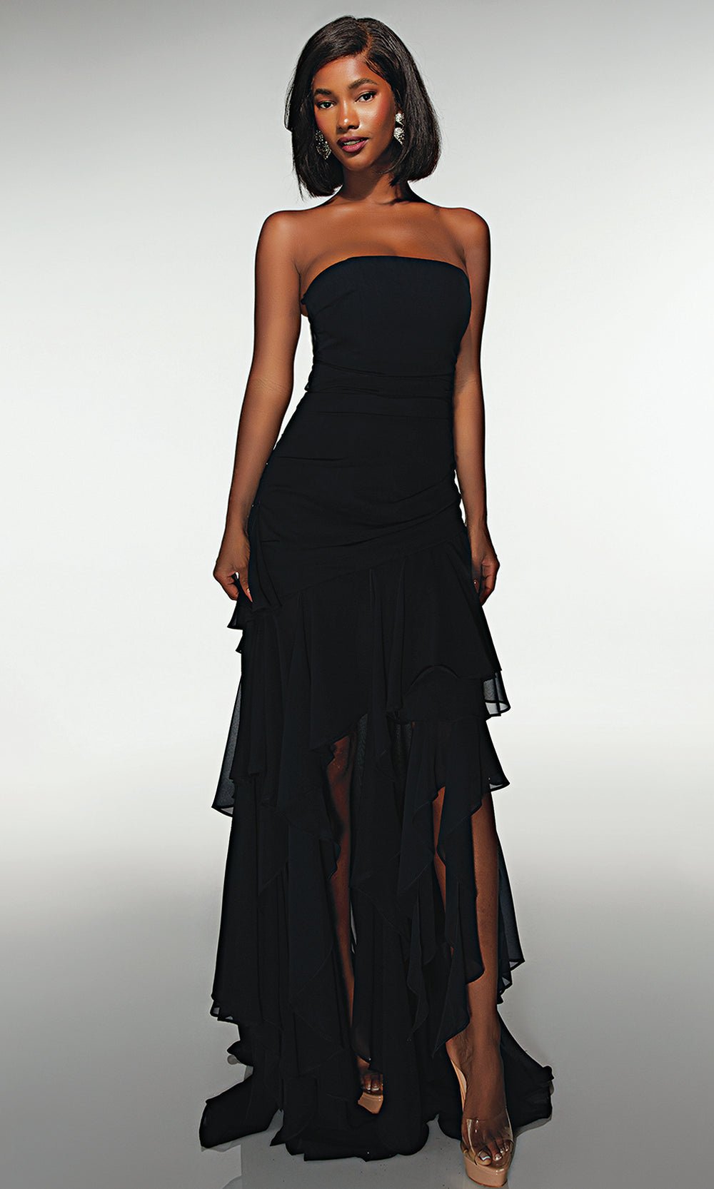 Alyce Paris 62153 - Strapless Cascading Chiffon Gown - Silhouette Dresses
