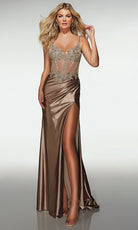 Alyce Paris 62154 - Beaded Bodice Gown with High Slit
