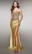 Alyce Paris 62154 - Beaded Bodice Gown with High Slit
