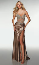 Alyce Paris 62154 - Beaded Bodice Gown with High Slit