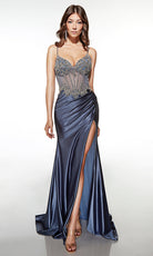 Alyce Paris 62154 - Beaded Bodice Gown with High Slit