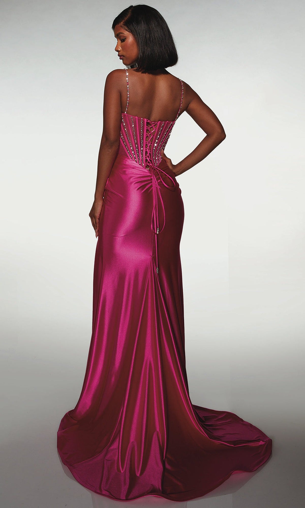 Alyce Paris 62166 - Beaded Corset Gown with High Slit