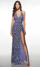 Alyce Paris 62172 - Beaded Halter Gown with High Slit