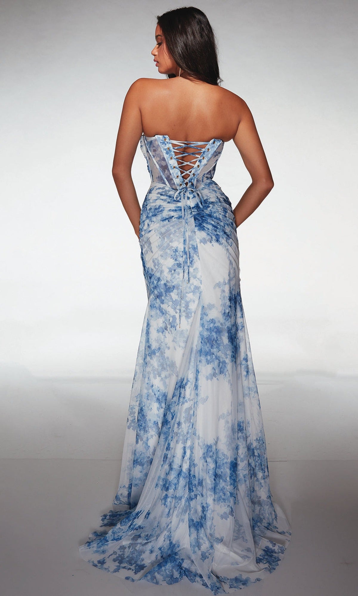 Alyce Paris 62176 - Corset Slit Printed Evening Gown