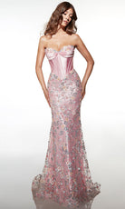 Alyce Paris 62197 - Floral Corset Fit and Flare Gown
