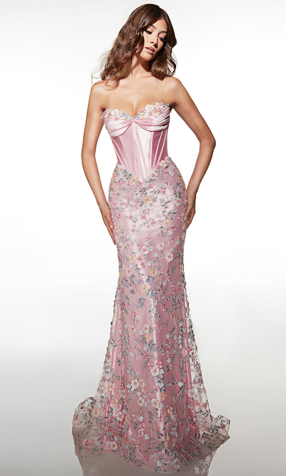 Alyce Paris 62197 - Floral Corset Fit and Flare Gown