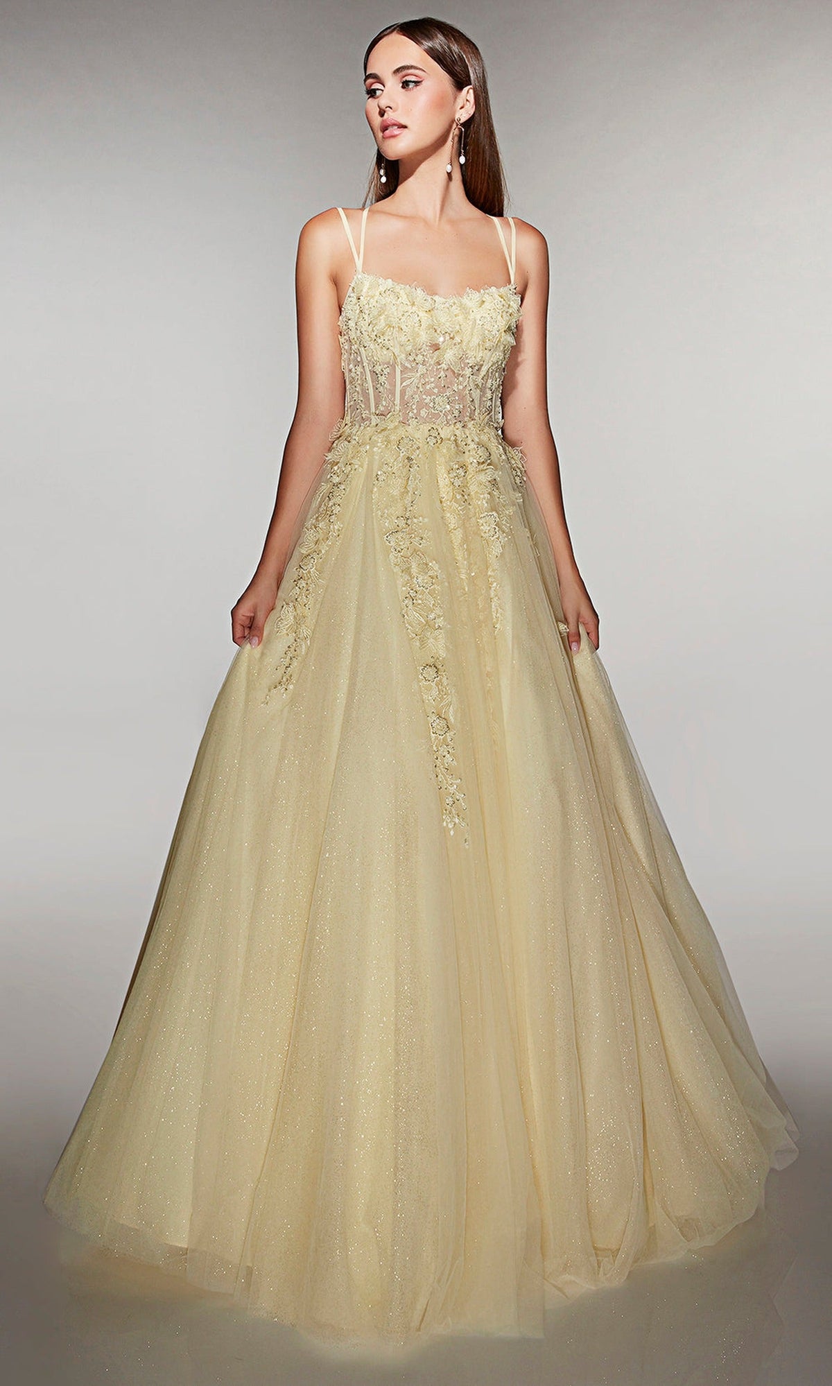 Alyce Paris 62203 - Floral Corset Glitter Ball Gown