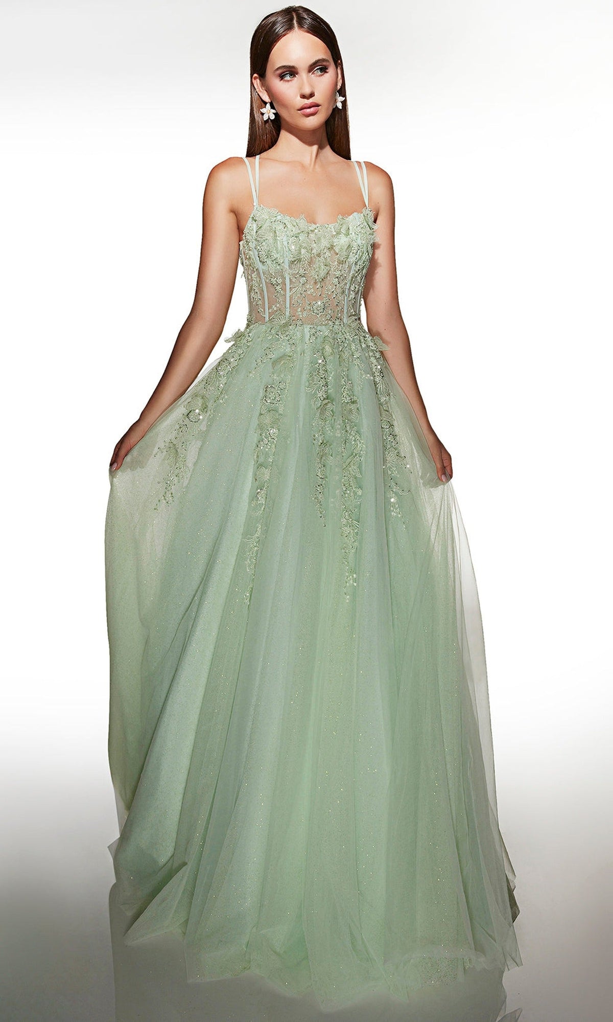 Alyce Paris 62203 - Floral Corset Glitter Ball Gown