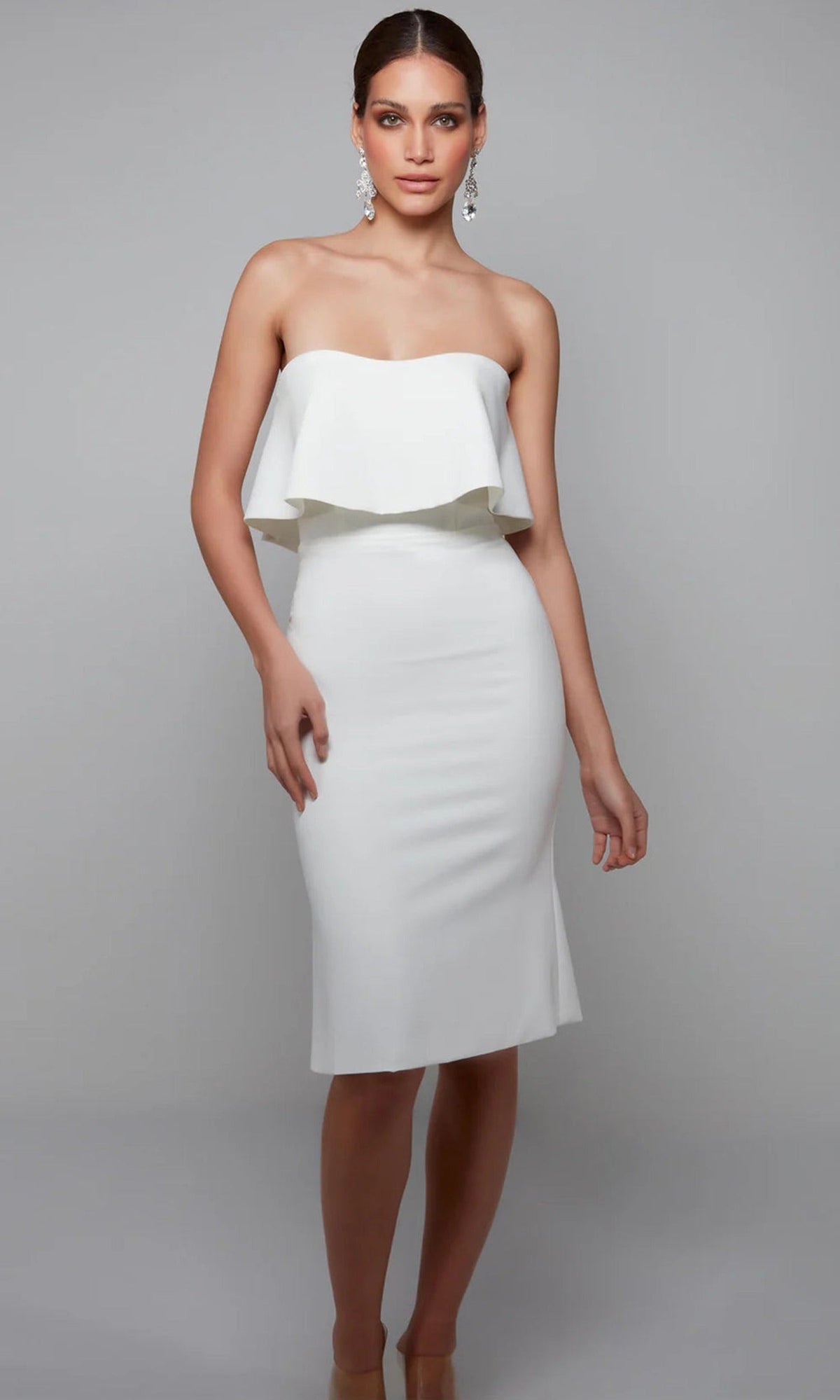 Alyce Paris 70002 - Strapless Knee-Length Dress with Flounce Detail