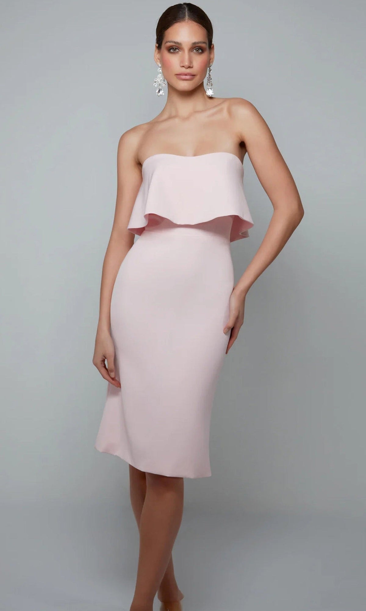 Alyce Paris 70002 - Strapless Knee-Length Dress with Flounce Detail