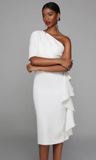 Alyce Paris 70006 - One Shoulder Ruffle Knee-Length Dress