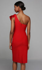 Alyce Paris 70008 - One Shoulder Crepe Dress with Ruffle