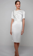 Alyce Paris 70009 - Short Sleeve Draped Knee-Length Dress