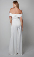 Alyce Paris 70012 - Satin Off Shoulder Wide-Leg Jumpsuit