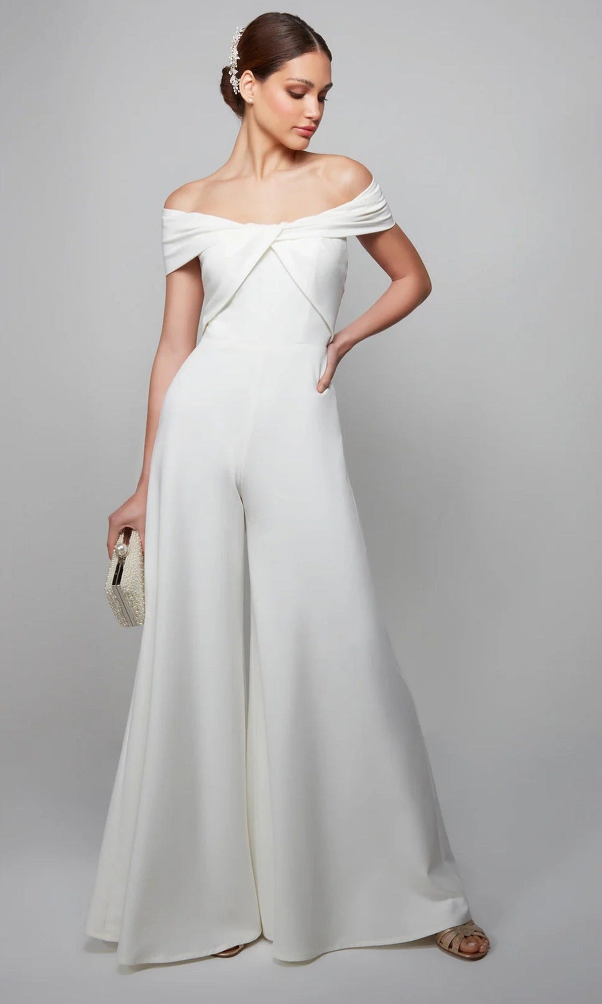 Alyce Paris 70013 - Off Shoulder Twist Front Formal Jumpsuit