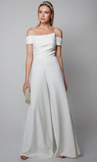 Alyce Paris 70014 - Pleated Off Shoulder Bridal Jumpsuit