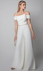 Alyce Paris 70014 - Pleated Off Shoulder Bridal Jumpsuit
