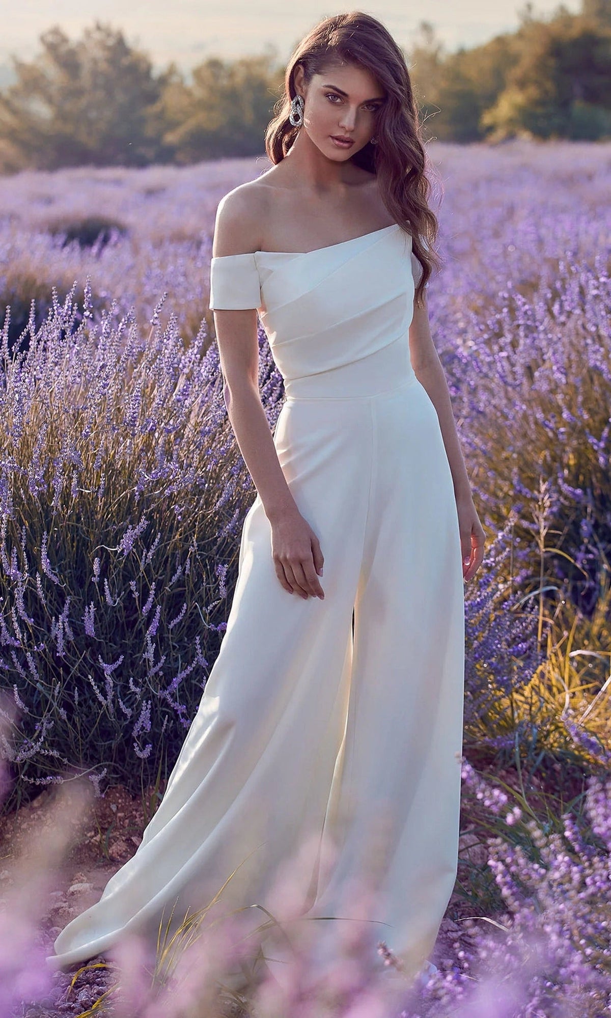 Alyce Paris 70014 - Pleated Off Shoulder Bridal Jumpsuit