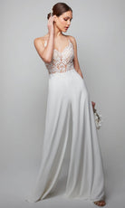 Alyce Paris 70017 - Sheer Lace Bodice Wide-Leg Jumpsuit
