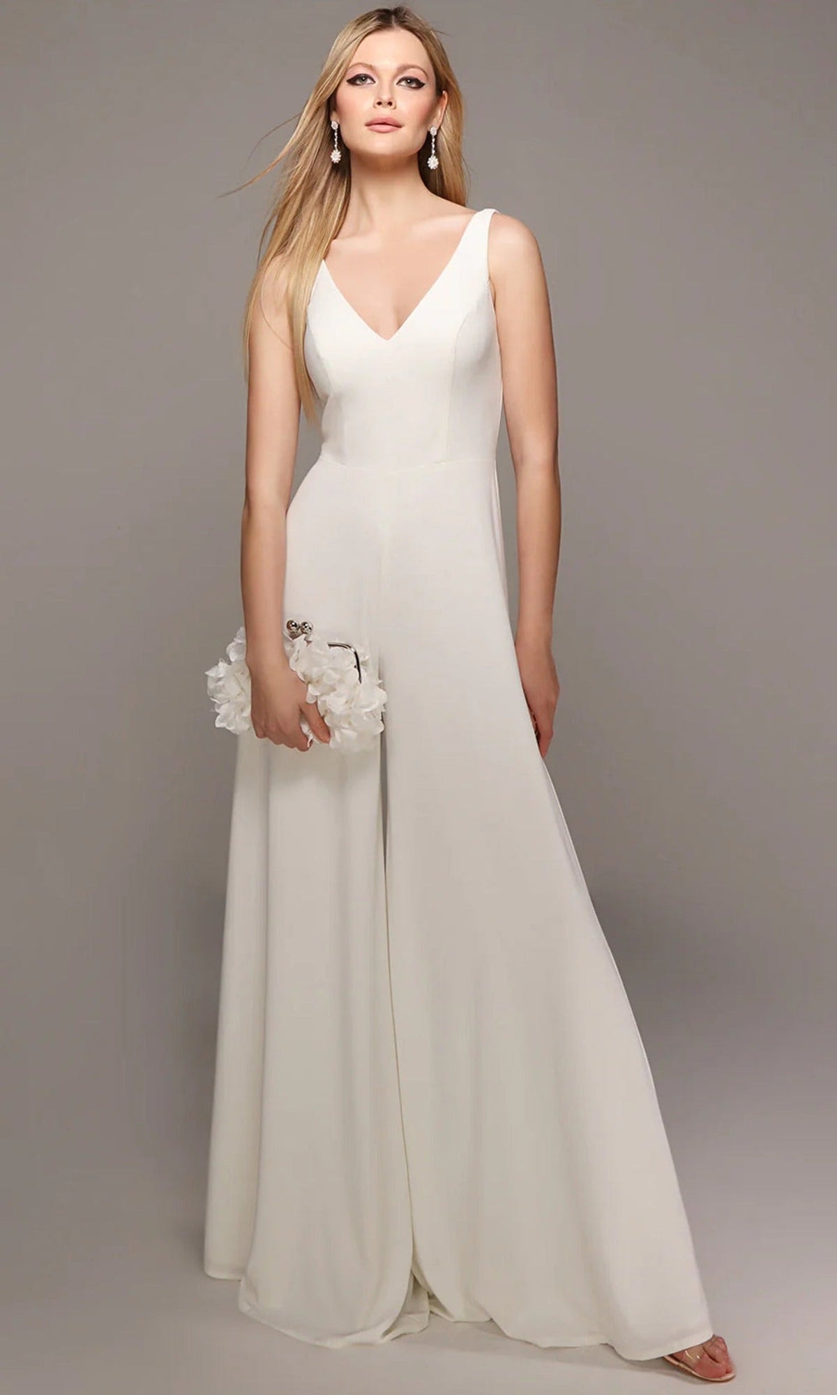 Alyce Paris 70021 - Sleeveless V-Neck Wide-Leg Jumpsuit