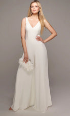 Alyce Paris 70021 - Sleeveless V-Neck Wide-Leg Jumpsuit