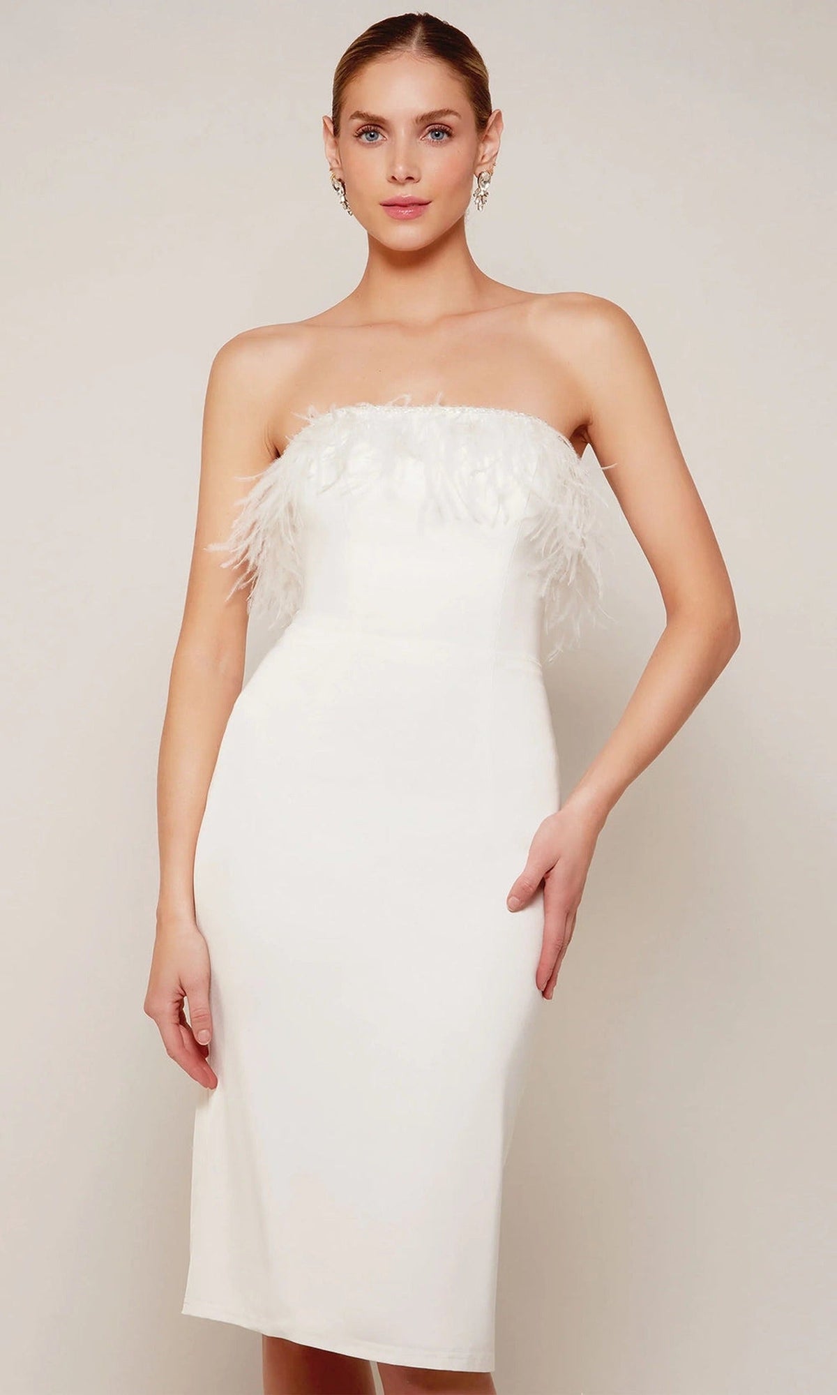Alyce Paris 70028 - Feather Trim Strapless Cocktail Dress