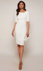 Alyce Paris 70036 - Asymmetrical Draped Knee-Length Dress
