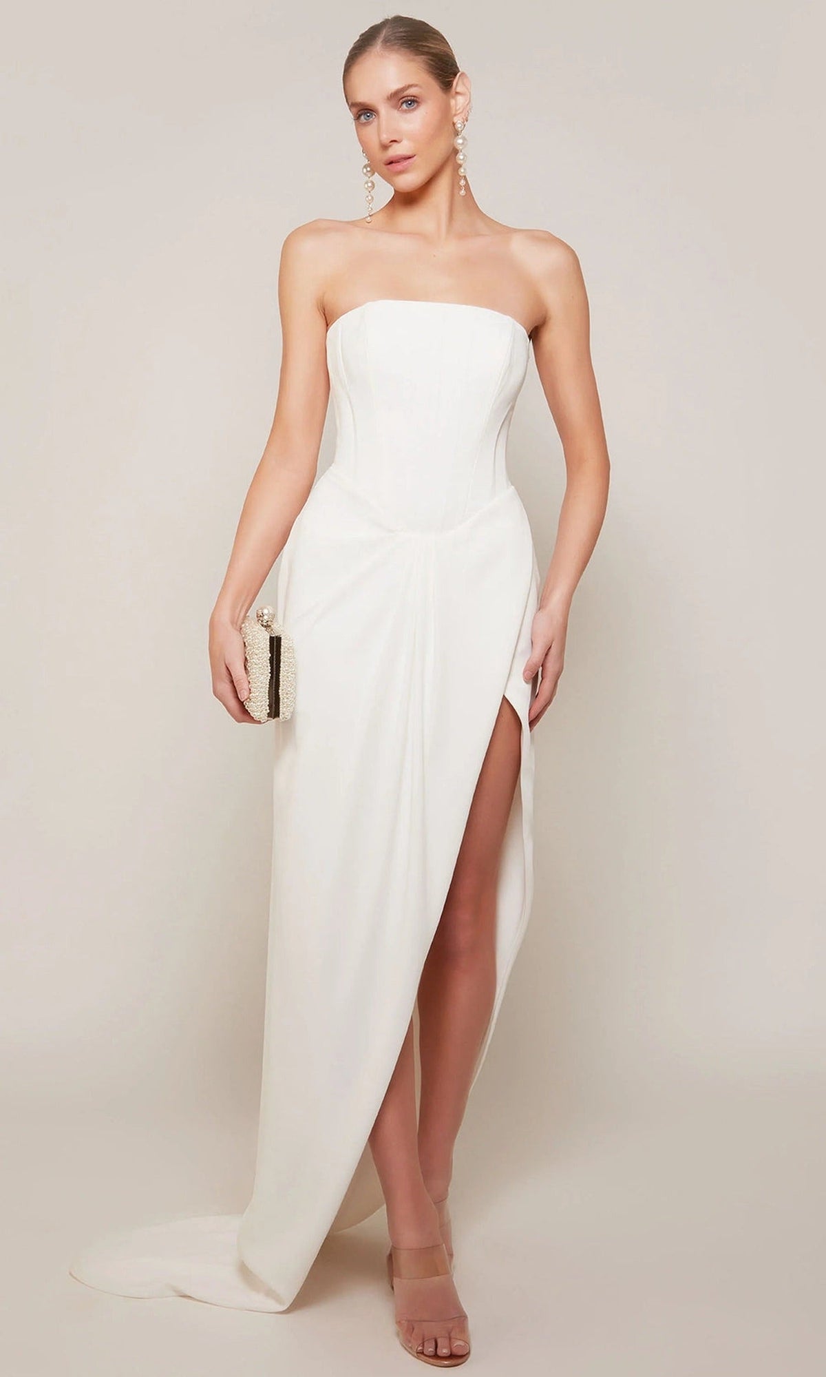 Alyce Paris 70042 - Asymmetric Hem Straight Neck Dress