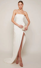 Alyce Paris 70042 - Asymmetric Hem Straight Neck Dress