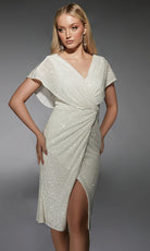Alyce Paris 70063 - Sequin Draped Knee-Length Dress