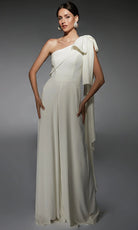 Alyce Paris 70065 - Bow Shoulder Wide-Leg Jumpsuit