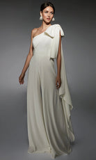 Alyce Paris 70065 - Bow Shoulder Wide-Leg Jumpsuit