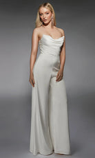 Alyce Paris 70071 - Cowl Neck Detachable Sleeve Jumpsuit