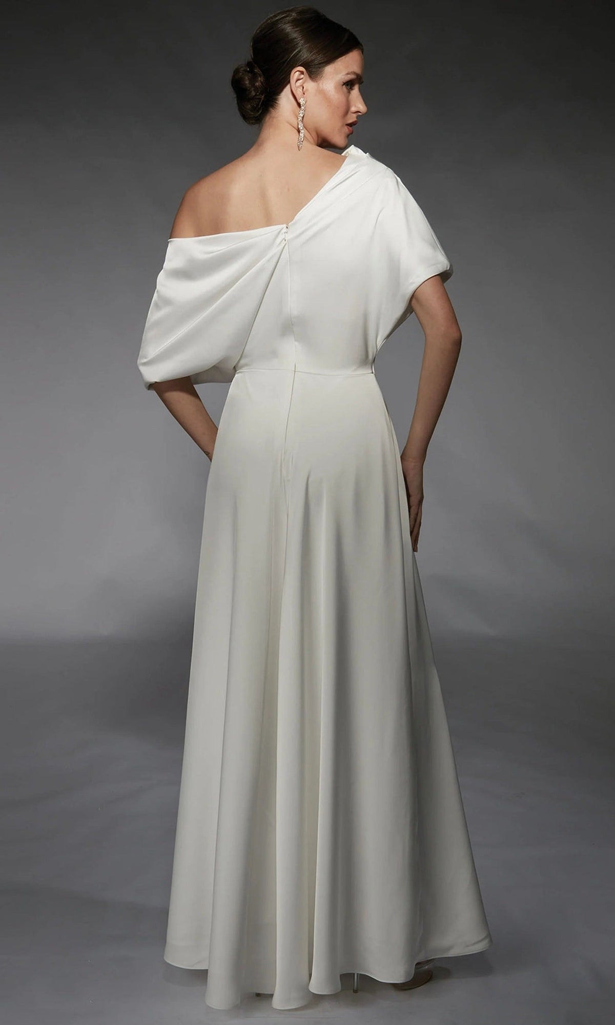 Alyce Paris 70072 - Draped Asymmetric Satin Jumpsuit
