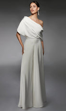 Alyce Paris 70072 - Draped Asymmetric Satin Jumpsuit