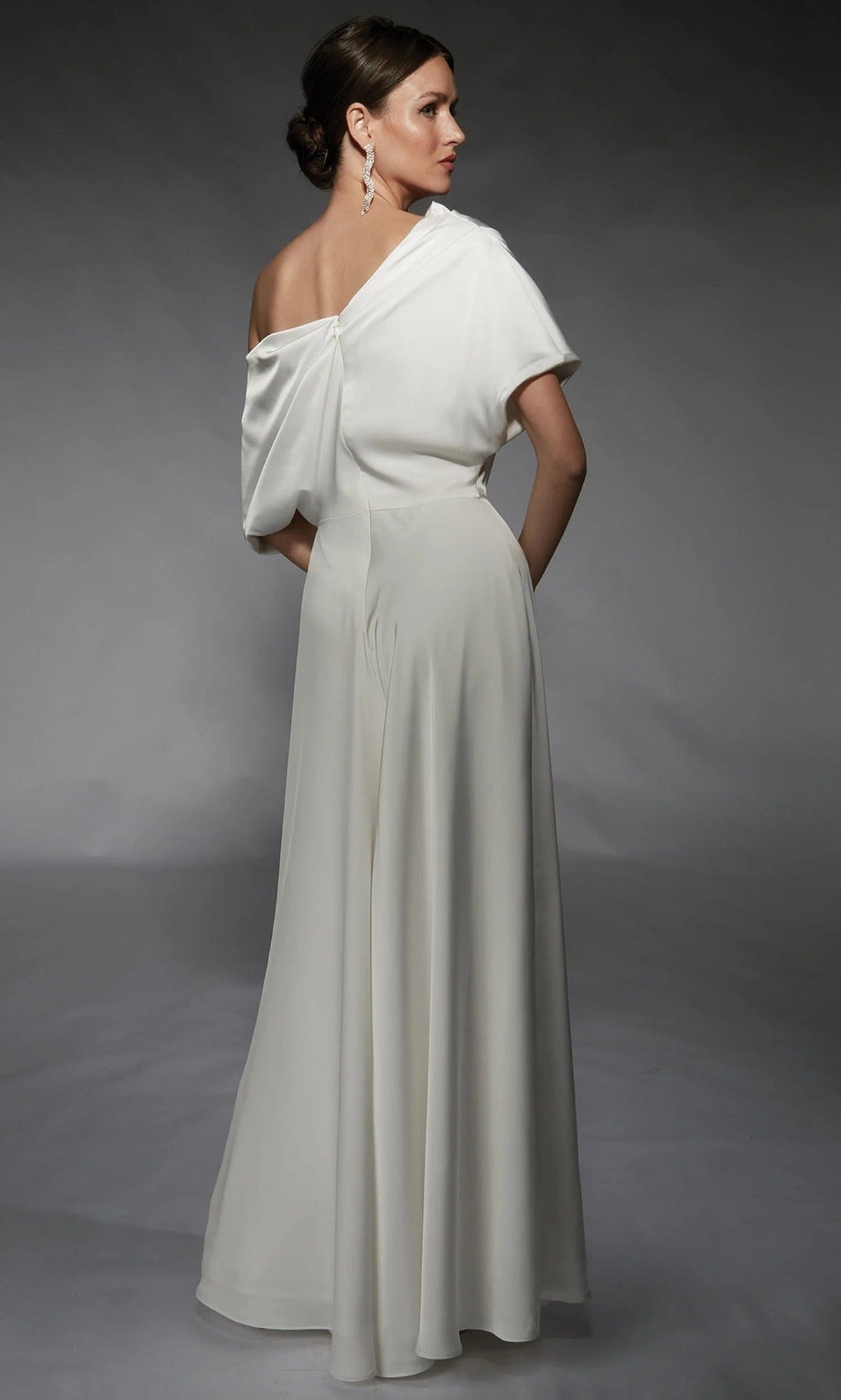 Alyce Paris 70072 - Draped Asymmetric Satin Jumpsuit