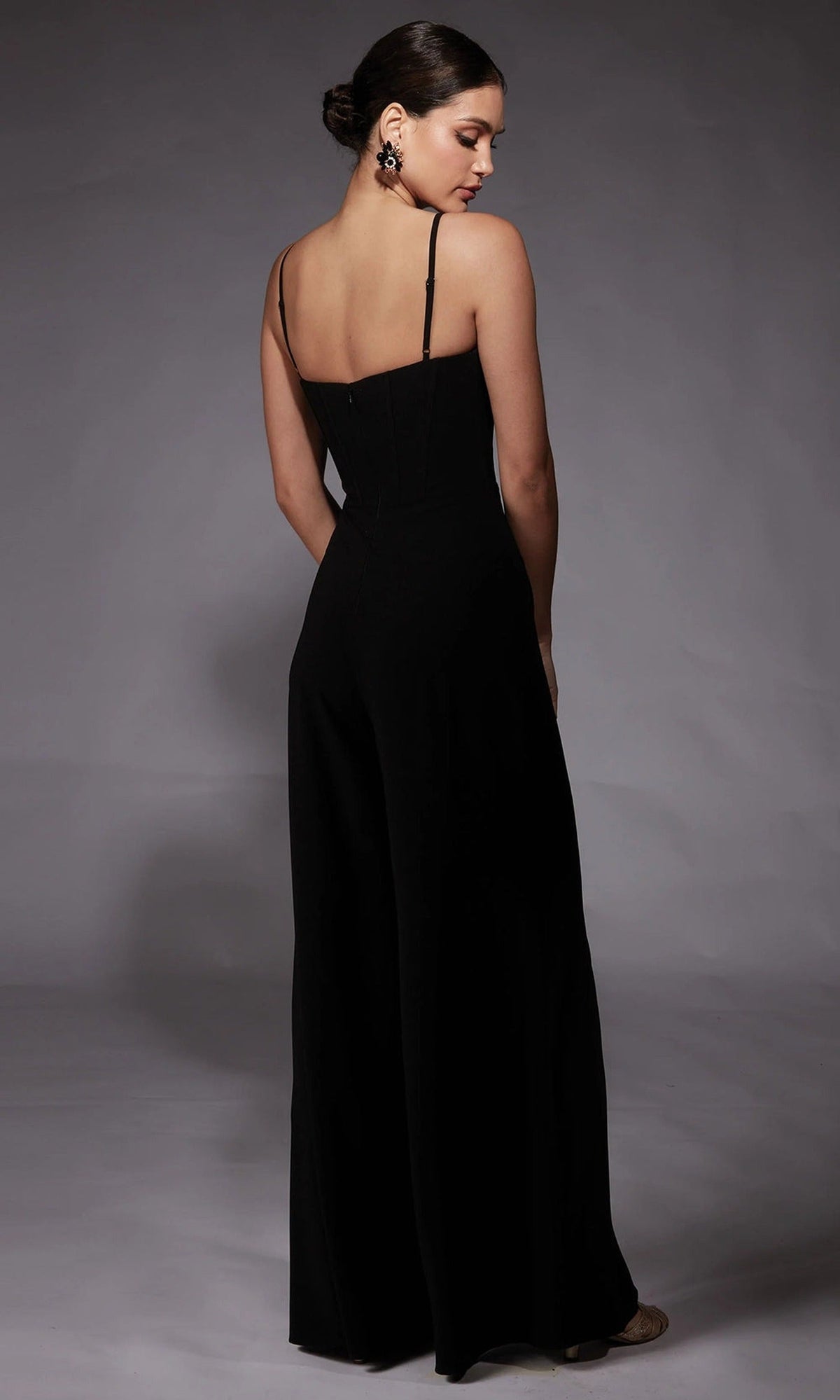 Alyce Paris 70075 - Draped Sleeveless Wide-Leg Jumpsuit