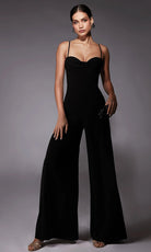 Alyce Paris 70075 - Draped Sleeveless Wide-Leg Jumpsuit