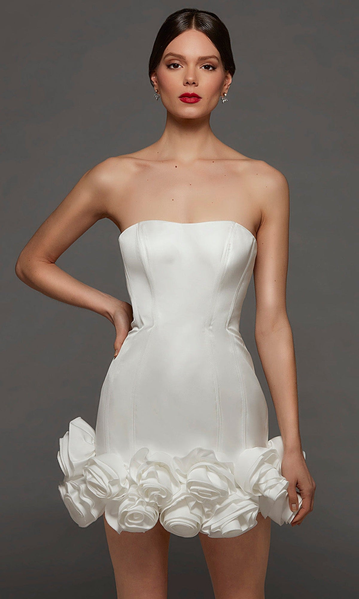 Alyce Paris 70087 - Strapless Rosette Hem Bridal Cocktail Dress