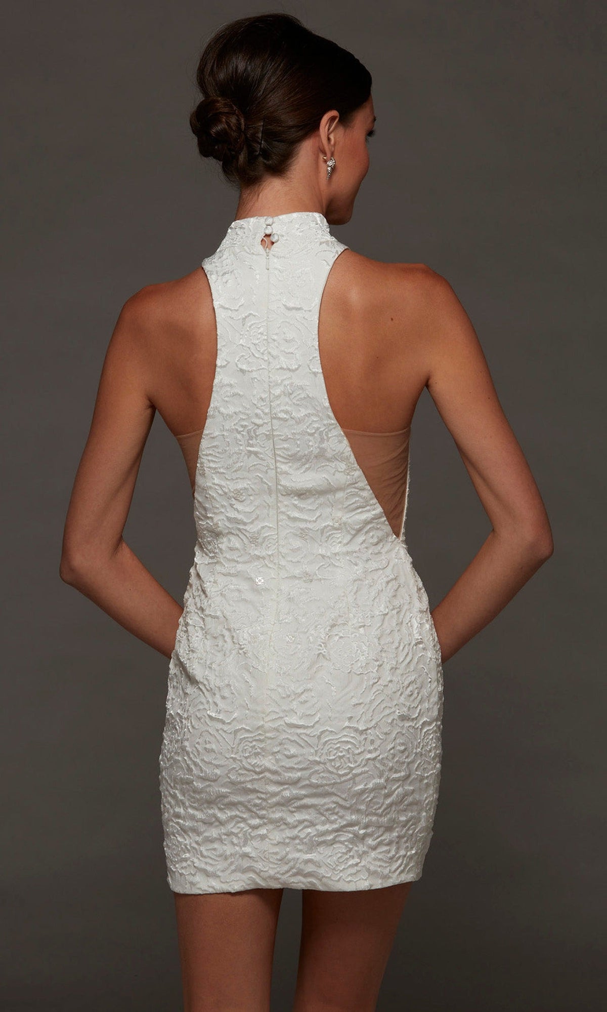 Alyce Paris 70094 - High Halter Jacquard Bodycon Short Dress