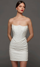 Alyce Paris 70095 - Modified Scoop Jacquard Bridal Mini Dress