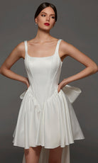 Alyce Paris 70103 - Square Neck Flared Short Dress with Pearl Trim
