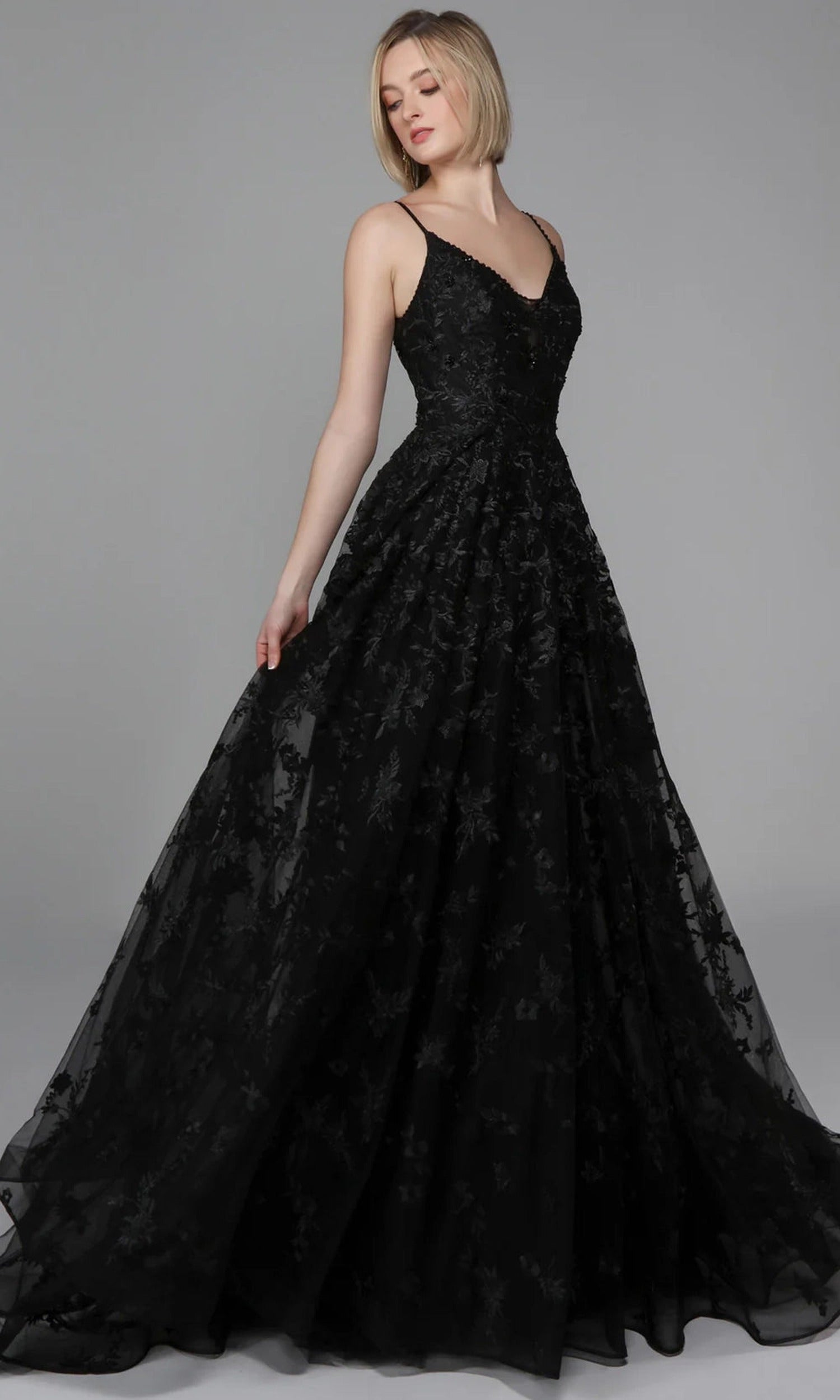 Alyce Paris 7012 - Floral Lace A-Line Long Gown