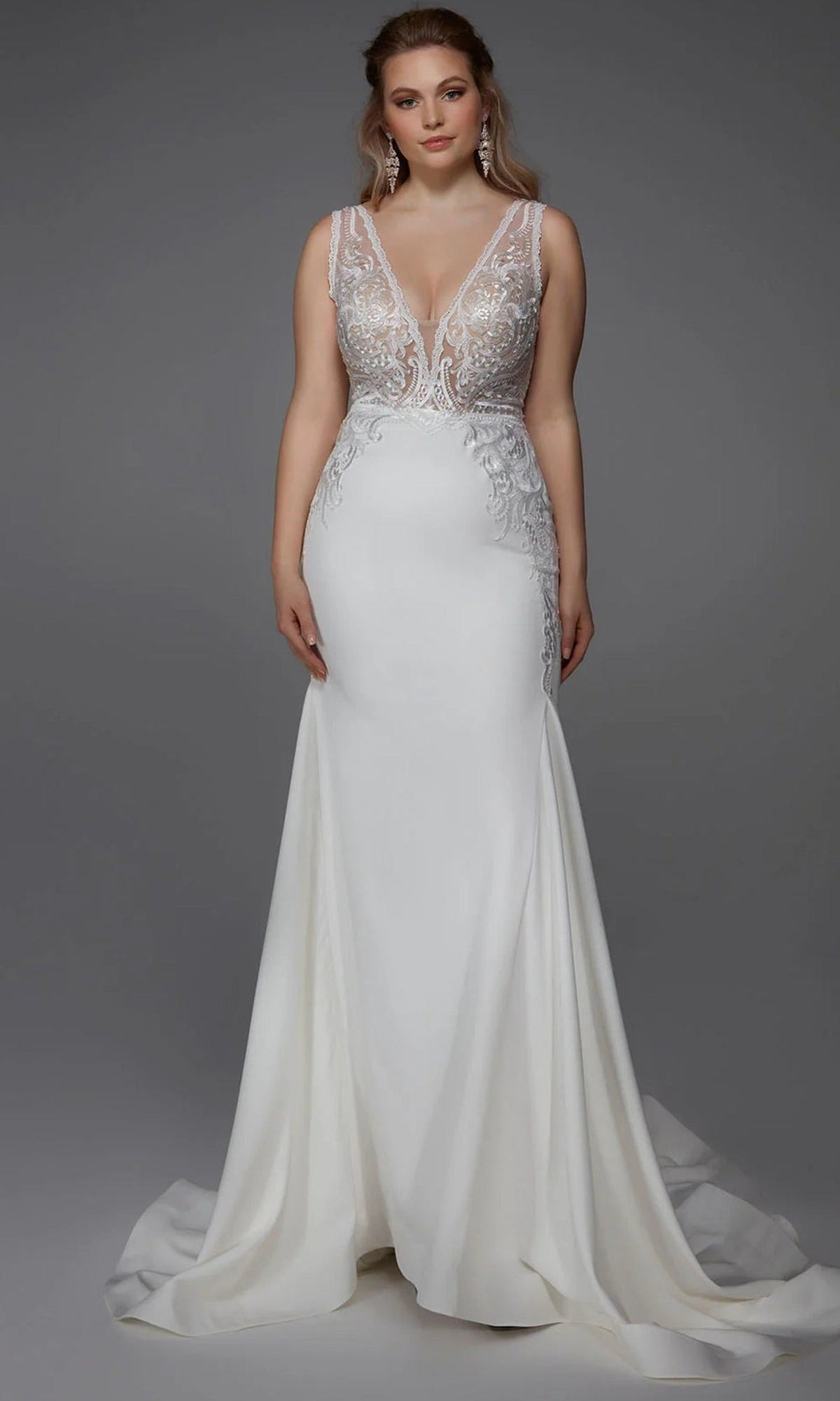 Alyce Paris 7016 - Illusion Lace Bodice Plunging V-Neck Gown