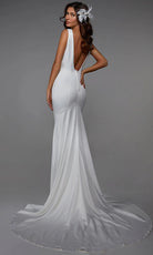 Alyce Paris 7021 - Plunging V-Neck Sleek Trumpet Dress