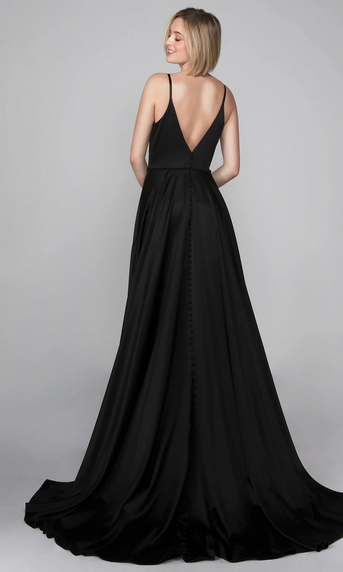 Alyce Paris 7024 - Plunging A-line Dress with Button Back